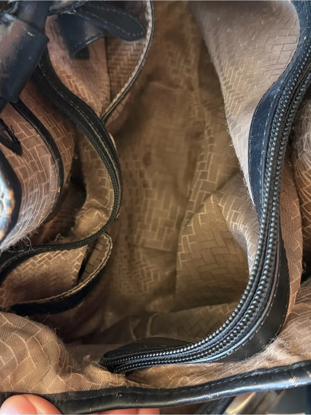 Cole Haan Black Woven Leather Hobo with Silver-Tone Accents